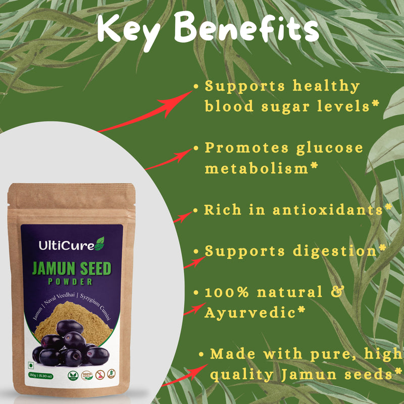 UltiCure Ayurveda Jamun Seed Powder for Diabetes - 150 g 100% Natural Made with Oldest Traditional Method Good for Diabetes, Control blood glucose level.