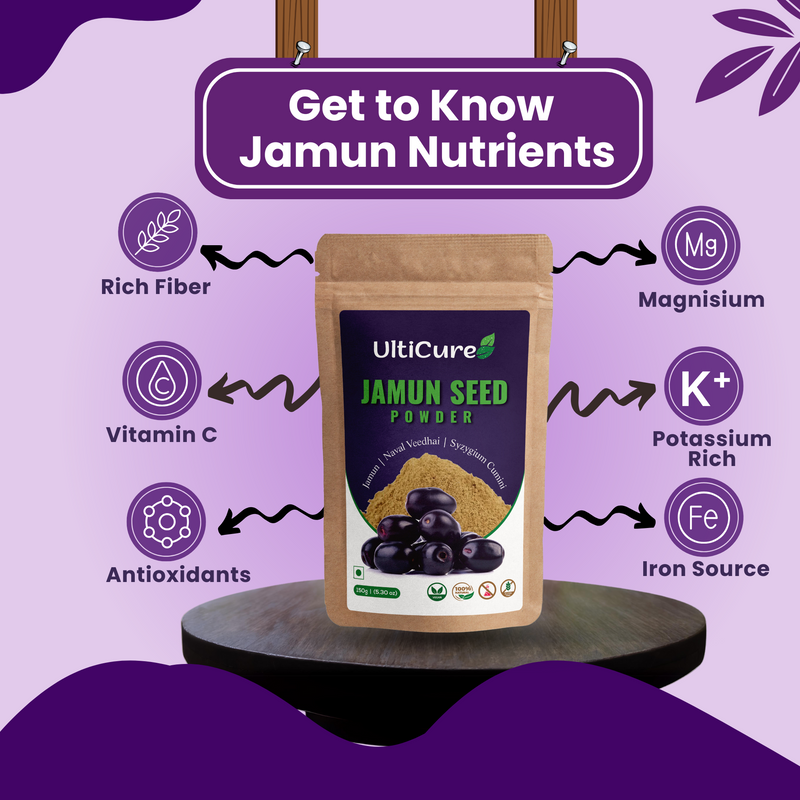 UltiCure Ayurveda Jamun Seed Powder for Diabetes - 150 g 100% Natural Made with Oldest Traditional Method Good for Diabetes, Control blood glucose level.