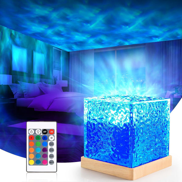 16 Color Rotating Ocean Night Lamp with Remote | Northern Lights for Room, Lobby, Bathroom