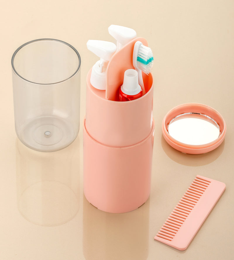 7-in-1 Travel Toothbrush Kit with Case and Cover For Comb, Towel, Mirror Plastic Toothbrush Holder  (Assorted)