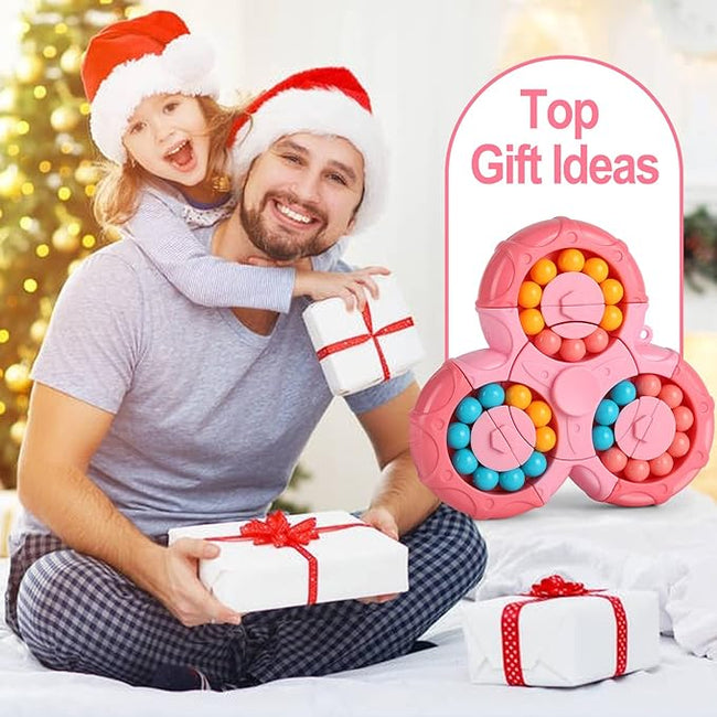 2-in-1 Triangle Rotating Puzzle & Spinner Magic Bean Fingertip Toy (Random Colour)