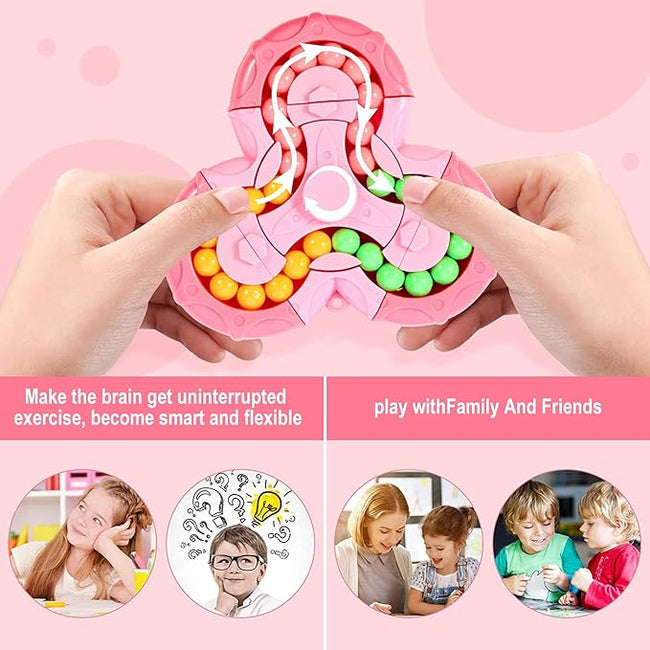 2-in-1 Triangle Rotating Puzzle & Spinner Magic Bean Fingertip Toy (Random Colour)