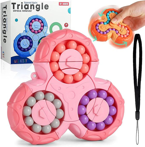 2-in-1 Triangle Rotating Puzzle & Spinner Magic Bean Fingertip Toy (Random Colour)