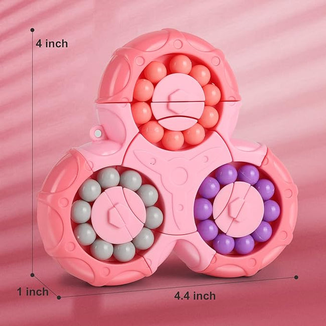 2-in-1 Triangle Rotating Puzzle & Spinner Magic Bean Fingertip Toy (Random Colour)