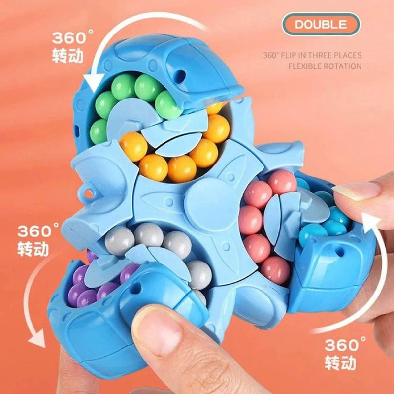 2-in-1 Triangle Rotating Puzzle & Spinner Magic Bean Fingertip Toy (Random Colour)