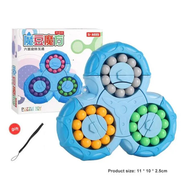 2-in-1 Triangle Rotating Puzzle & Spinner Magic Bean Fingertip Toy (Random Colour)