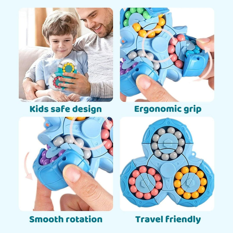 2-in-1 Triangle Rotating Puzzle & Spinner Magic Bean Fingertip Toy (Random Colour)