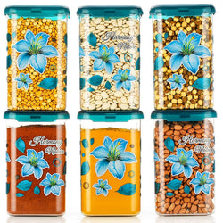 HASHONE Air Tight Floral Print Unbreakable Kitchen Containers Jar Set (Pack Of 6)