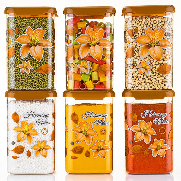 HASHONE Air Tight Floral Print Unbreakable Kitchen Containers Jar Set (Pack Of 6)