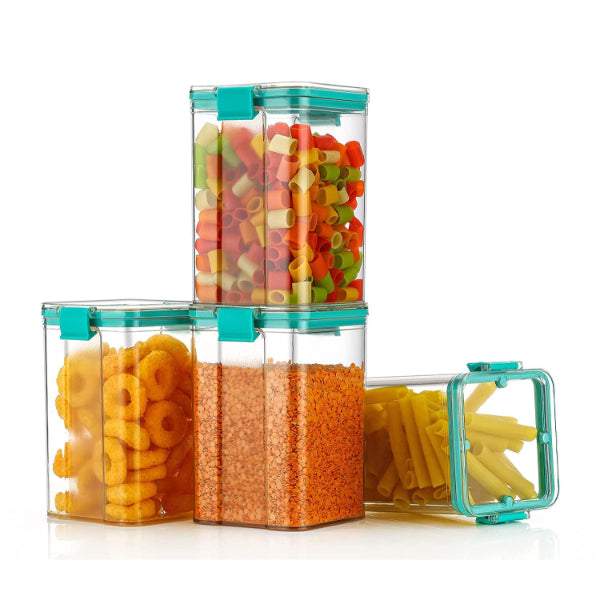 HASHONE Lock & Lock Classic Square Plastic Airtight Grocery Storage, Cereal Dispenser Storage Container (1100 ML)