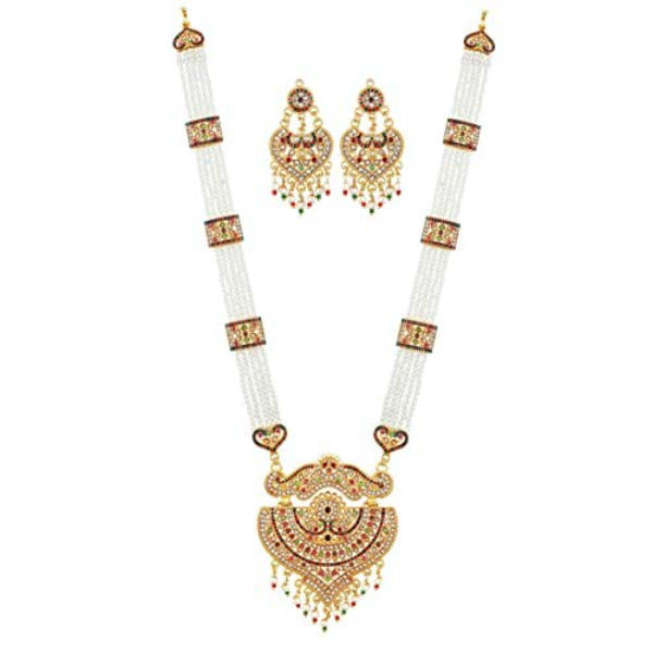 Rani Necklace | Peacock Pearl A D Golden Long Necklace | Necklace Jewellery Set For Women