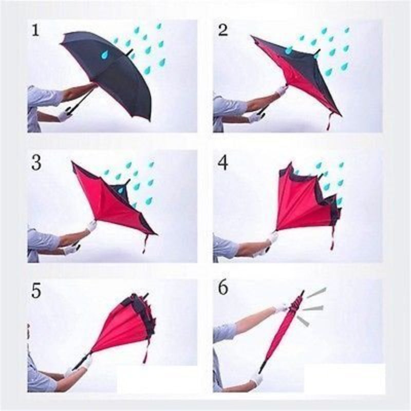 Hashone Windproof, Reverse Umbrellas for Men & Women with UV Protection & C-Shaped Handle (Set of 1, Multi Color)