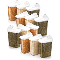 HASHONE Plastic Cereal Dispenser Easy Flow Storage Jar - 1100 ML (12 Pcs Set)