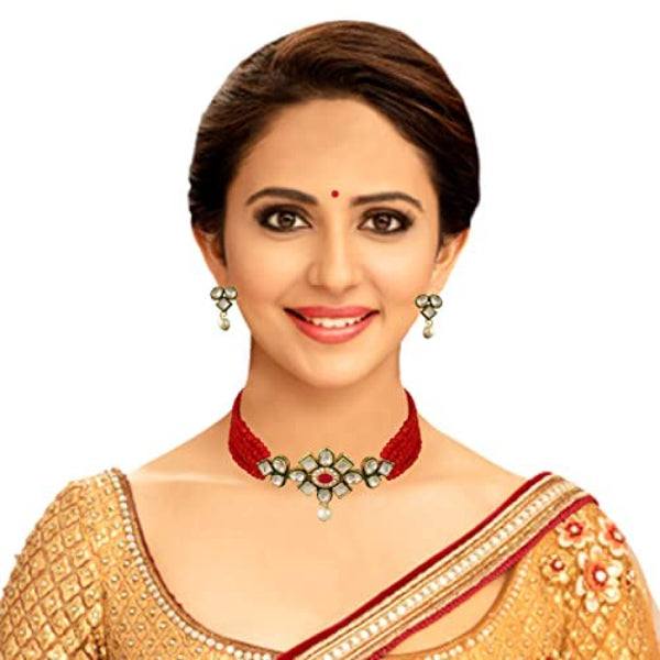 Traditional Gold Choker Necklace  | Premium Choker Golden Jewellery | Necklace Set For Women