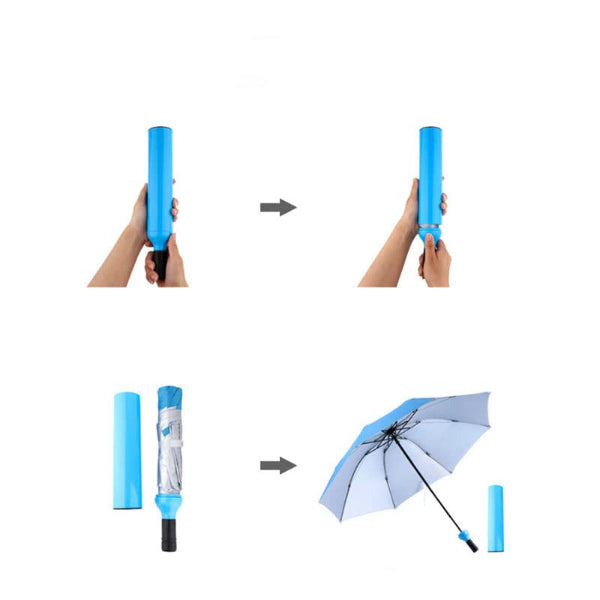 HASHONE Umbrella for Man and Woman, Big Size Foldable Bottle Umbrella, Windproof Double Layer Light Weight Portable Umbrella with Bottle Cover for UV Protection and Rain (Pack of 1)