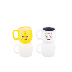 HASHONE Ceramic Coffee Tea Mug, Combo Gift Pack, Printed Mug (White & Yellow ) | Pack of 2 (200 ML)