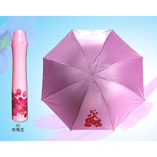 HASHONE Creative Rose Flower Case Lightweight Waterproof UV Protection Mini Compact Foldable Design Travel/Portable Umbrella with Compact Bottle