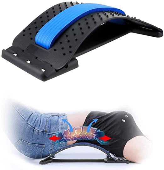 Multi-Level Back Stretcher Posture Corrector Device for Back Pain Relief with Back Support Mate Magic Back Stretching Massage (Blue)