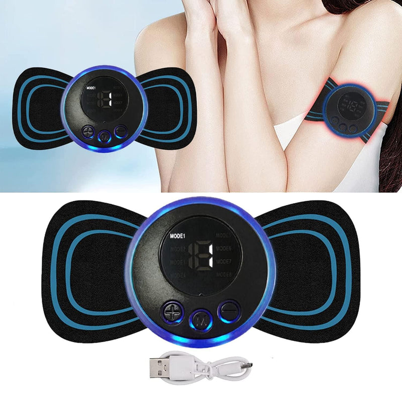 Mini Massager with 8 Modes and 19 Strength Levels, Rechargeable Electric Massager Sticker, Cordless Massager, Portable Body Massage Patch