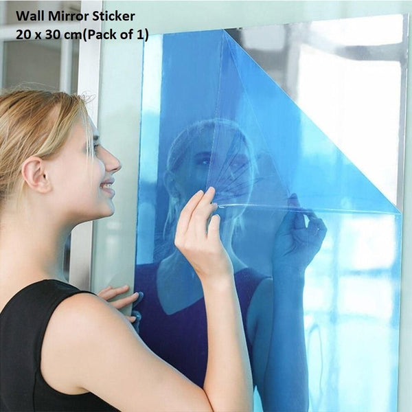 Mirror Sticker- Rectangle Self Adhesive Silver Reflective Solar Film Mirror Sticker(Pack of 1)