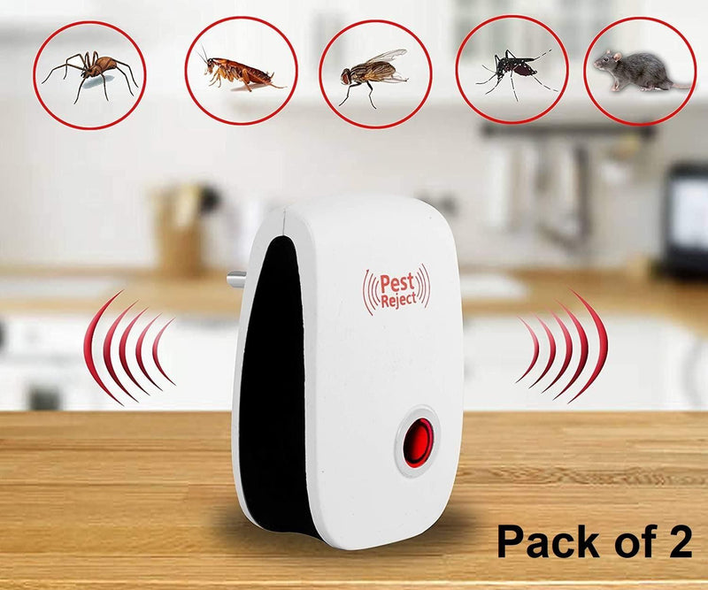 Pest Repeller- Ultrasonic Pest Repeller for Mosquito, Cockroaches, etc Insect Pest Control Electric Pest Repelling (Pack of 2)