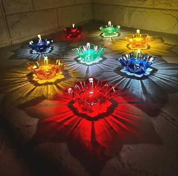 HASHONE Set of 12 and set of 24 Floating Transparent Multi Shape Reflection Diya