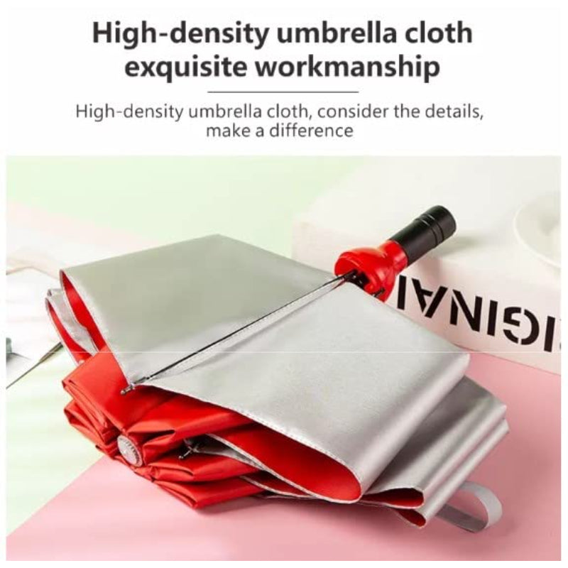 HASHONE Foldable Bottle Umbrella Windproof UV Coated and Double Layered Umbrella with Bottle Cover Big Size (100 CM)