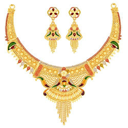 Traditional Gold Choker Necklace  | Premium Choker Golden Jewellery | Necklace Set For Women