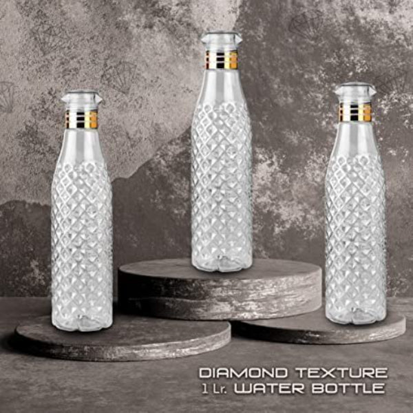 HASHONE Crystal Diamond Water Bottle, Set of Bottles for Fridge, Sports, Travelling Water Bottle Transparent (1000 ML)