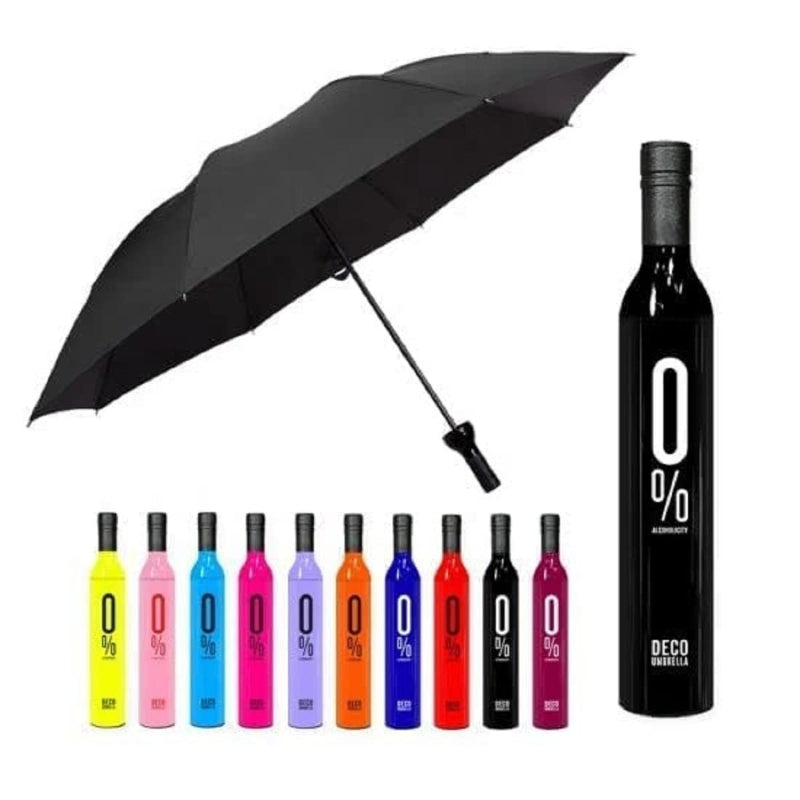 HASHONE Foldable Bottle Umbrella Windproof UV Coated and Double Layered Umbrella with Bottle Cover Big Size (100 CM)