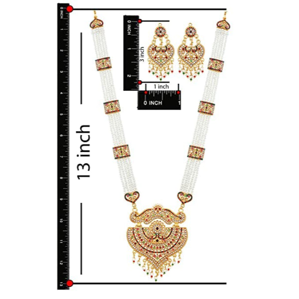 Rani Necklace | Peacock Pearl A D Golden Long Necklace | Necklace Jewellery Set For Women