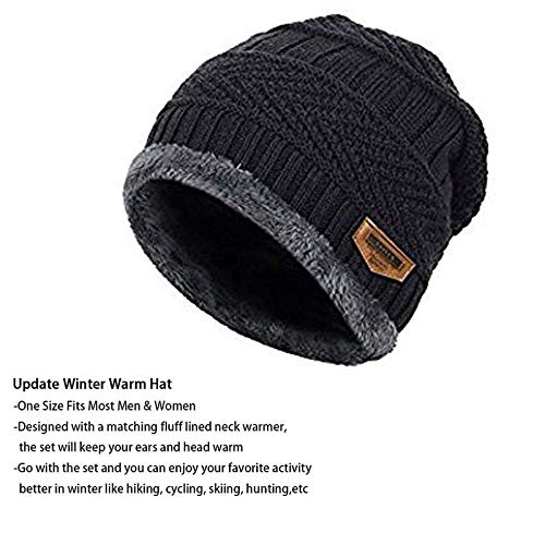 Winter Knit Neck Warmer Scarf and Set Skull Cap for Men Women Winter Cap for Men 2 Piece Combo Pack