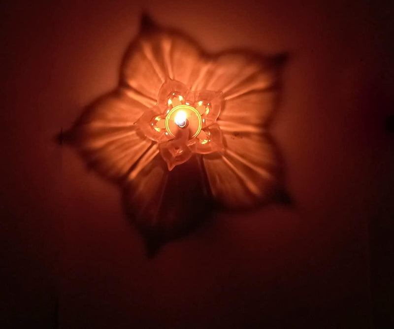 HASHONE - 3D Diya Reflection Diya (Panti) Petal Star Design Set of 12