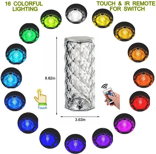 USB Charging Touch Crystal Lamp With Remote, Dynamic Diamond Rose Atmosphere Making Lamp