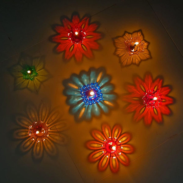 HASHONE - 3D Diya Reflection Diya (Panti) Petal Star Design Set of 12