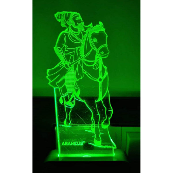 HASHONE Chatrapati Shivaji Maharaj LED 3D Illusion Night Lamp Comes with 7 Multicolor Lighting Effect Night Lamp(Small Size-10cm, Multicolor)