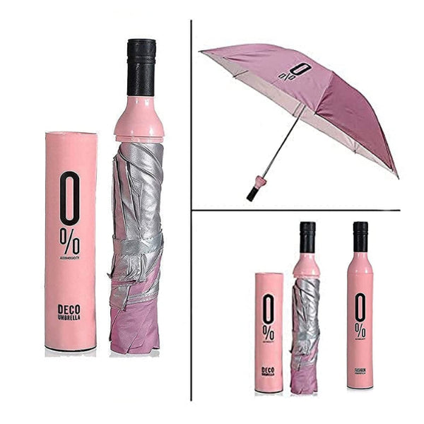 HASHONE Umbrella for Man and Woman, Big Size Foldable Bottle Umbrella, Windproof Double Layer Light Weight Portable Umbrella with Bottle Cover for UV Protection and Rain (Pack of 1)