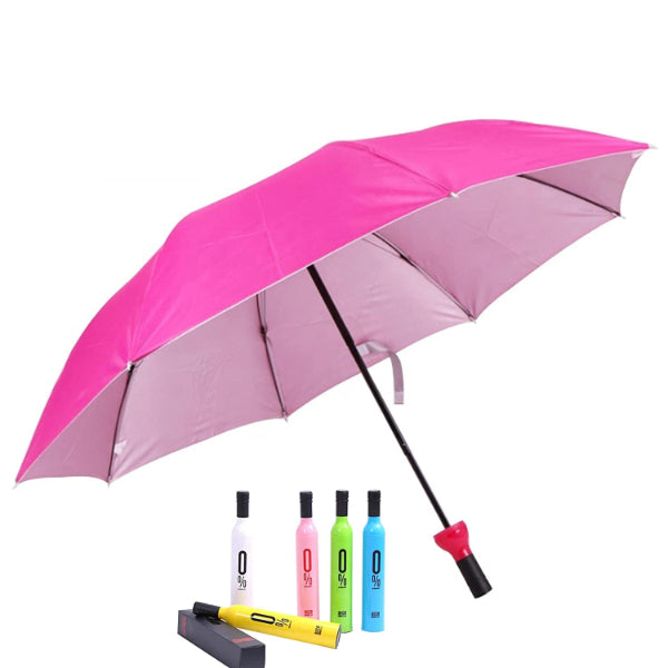 HASHONE Umbrella for Man and Woman, Big Size Foldable Bottle Umbrella, Windproof Double Layer Light Weight Portable Umbrella with Bottle Cover for UV Protection and Rain (Pack of 1)