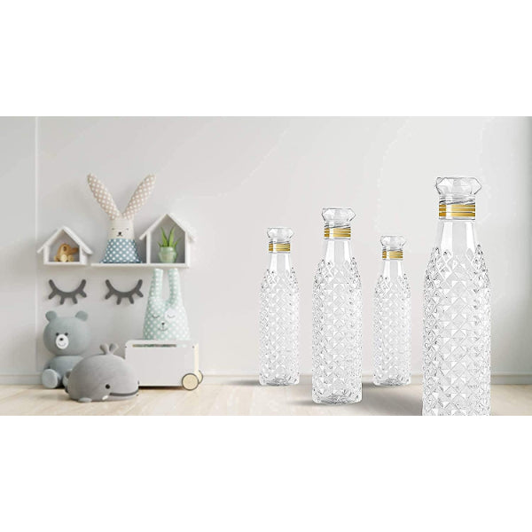 HASHONE Crystal Diamond Water Bottle, Set of Bottles for Fridge, Sports, Travelling Water Bottle Transparent (1000 ML)