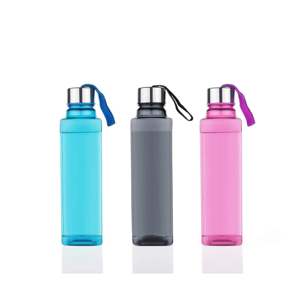 HASHONE Plastic, Polyethylene Terephthalate All New Square Shape Water Bottle 1L (Multicolor) - 6 Pieces