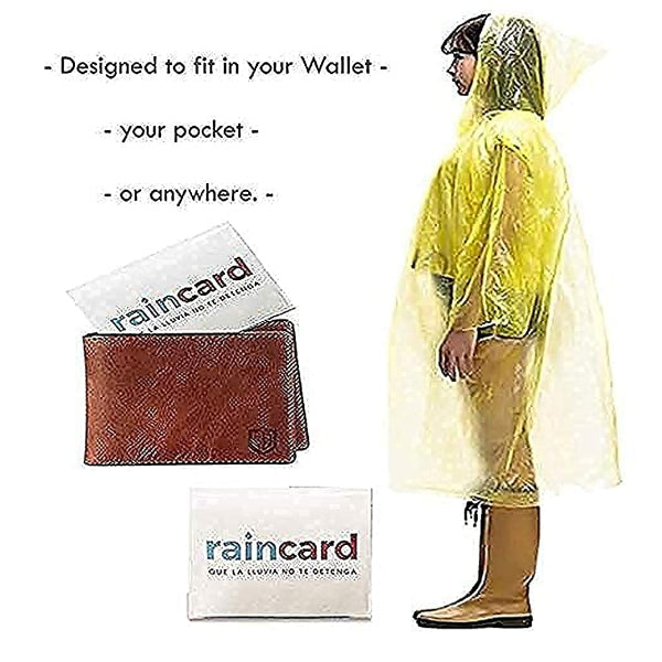 HASHONE Rain Card, Disposable Pocket Size Unisex Raincoat 100% Waterproof and Credit Card Sized Raincoat (Pack Of 6) (Free Size)