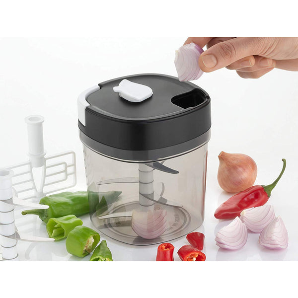 HASHONE 2 in 1 Handy Chopper, XL,Black Vegetable Fruit Nut Onion Chopper, Hand Meat Grinder Mixer Food Processor Slicer Shredder Salad Maker Vegetable Tools | Big Chopper ( 1000 ml )