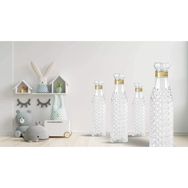 HASHONE Crystal Diamond Water Bottle, Set of Bottles for Fridge, Sports, Travelling Water Bottle Transparent (1000 ML)