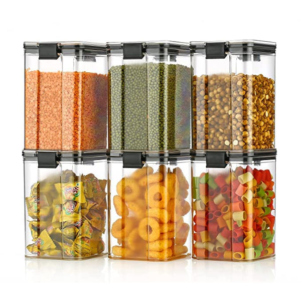 HASHONE Lock & Lock Classic Square Plastic Airtight Grocery Storage, Cereal Dispenser Storage Container (1100 ML)