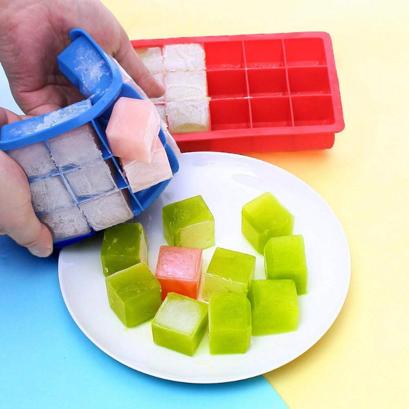 HASHONE Silicone Ice Cube Trays - 24 Cavity Per Ice Tray | Pack Of 2 (Multicolor)