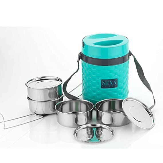 HASHONE - NEXA 4 Layer Inner Stainless Steel Lunch Box, Seal Tiffin Box, Leakproof Airtight Container, 4 Lunch Box 800ml