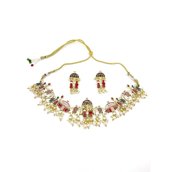 Traditional Gold Choker Necklace  | Premium Choker Golden Jewellery | Necklace Set For Women