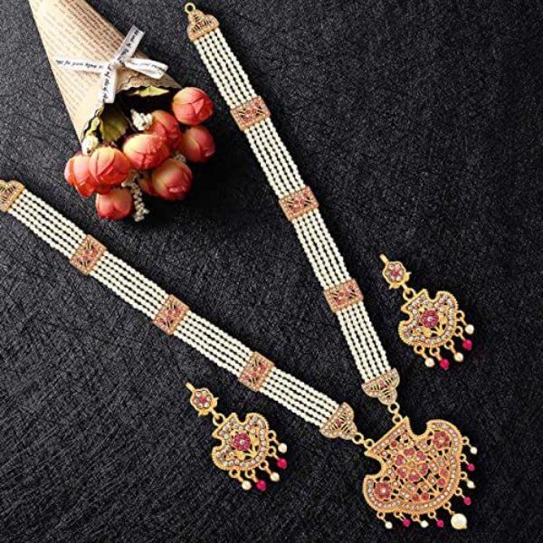 Necklace for Women | Rani Necklace Alloy Gold-plated Jewellery Set (Multicolor)