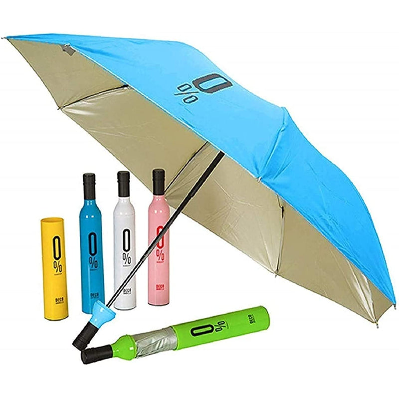 HASHONE Foldable Bottle Umbrella - Unisex Windproof Rain Protection Folding Portable Umbrella with Bottle Cover (Multicolor)