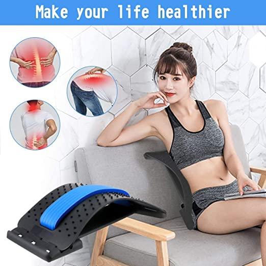 Multi-Level Back Stretcher Posture Corrector Device for Back Pain Relief with Back Support Mate Magic Back Stretching Massage (Blue)